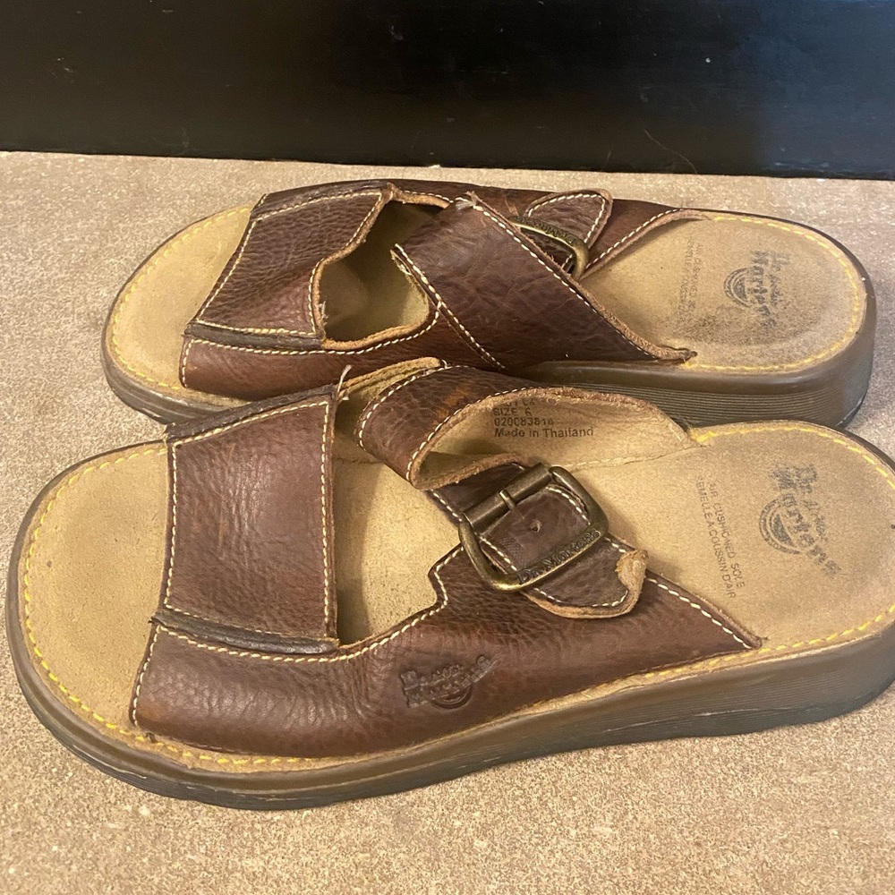 Dr. Martens Brown Sandals size 6 Leather Adjustable Strap Slip On